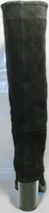 Сапоги демисезонные на каблуке. Черные сапоги женские. Модные сапоги замшевые Cluchini - Suede Black.