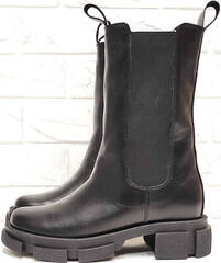 Высокие женские ботинки челси зима AVK – 21074 Black.