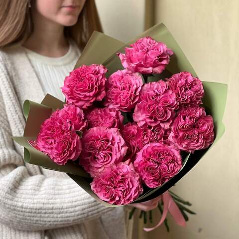Curly roses in a bouquet «Gentle baby», Flowers: Pion-shaped rose, 15 pcs. 