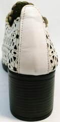 Кожаные полуботинки босоножки женские на толстом каблуке Arella 426-33 White.