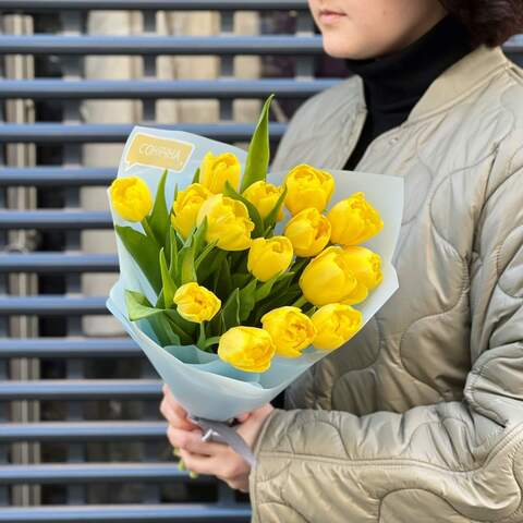15 піоновидних тюльпанів у букеті «Сонячна», Квіти: Тюльпан піоновидний
