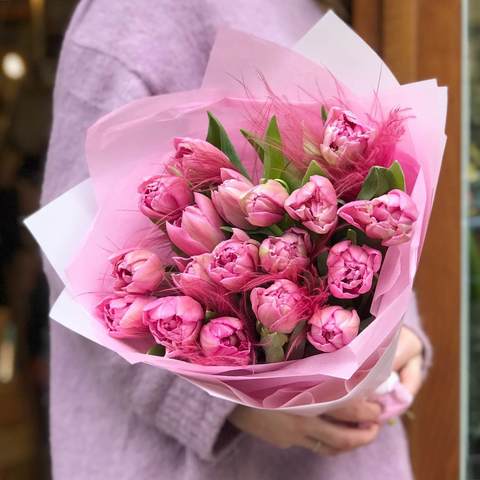 Букет з піоновидних тюльпанів «Розе»