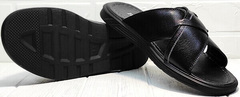 Кожаные шлепки мужские сандалии на плоской подошве Brionis 155LB-7286 Leather Black.