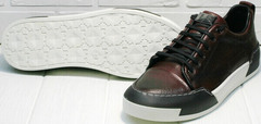 Осенне весенние кроссовки для прогулок по городу мужские Luciano Bellini C6401 MC Bordo.