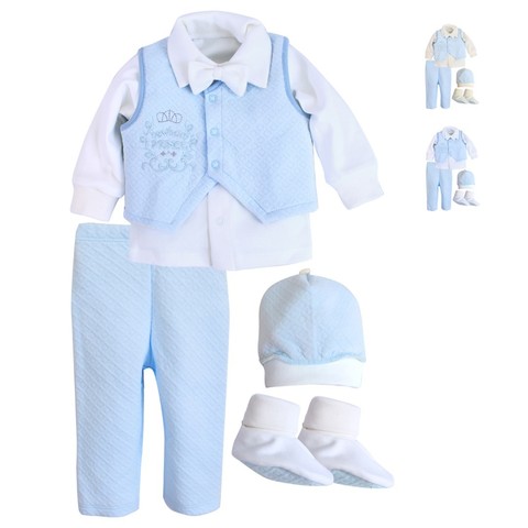 Комплект святковий для хлопчика Newborn Prince белый с голубым