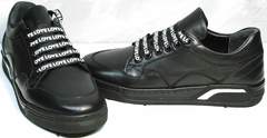 Черные кожаные кроссовки женские Rifelini by Rovigo 121-1 All Black