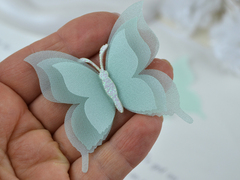 Заготовки для метеликів з блискучої органзи ніжна аква (на 2 метелика)