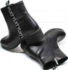 Демисезонные полусапожки женские без каблука Jina 6845 Leather Black.