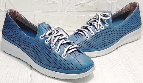 Полуспортивные туфли кроссовки летние женские модный кэжуал Wollen P029-2096-24 Blue White.