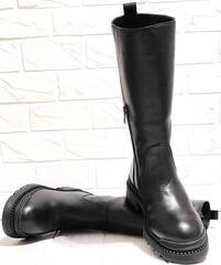 Женские кожаные полусапожки ботинки без шнурков Evromoda 020-927-001 Black.