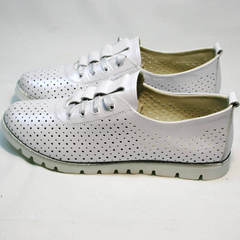 Туфли со шнурками женские летние Mi Lord 2007 White-Pearl.