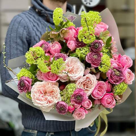 Photo of Fantastic bouquet with peony roses and ranunculi «Floral Baroness»