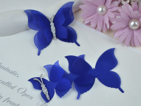 Заготовки для метеликів з блискучої органзи сині (на 2 метелика)