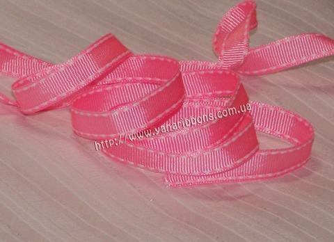 Лента репсовая Розовая со строчками ширина 9 мм