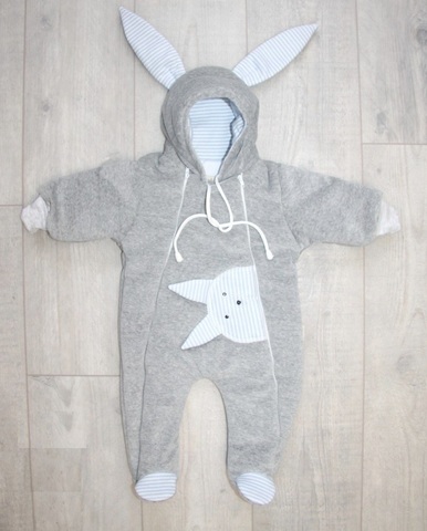 Велюровый утепленный комбинезон для новорожденного Little Bunny для мальчика