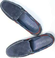 Стильные мокасины летние мужские туфли с перфорацией Faber 142213-7 Navy Blue.