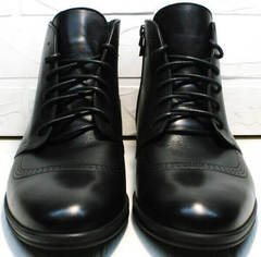Черные кожаные ботинки на шнуровке мужские зима Ikoc 3640-1 Black Leather.