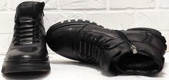 Высокие кроссовки ботинки зимние мужские натуральная кожа натуральный мех Komcero 1K0531-3506 Black.