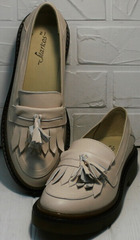 Женские стильные туфли лоферы натуральная кожа Markos S-6 Light Beige.
