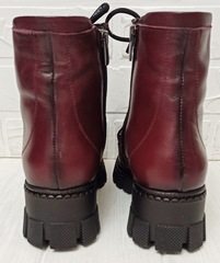 Жіночі зимові черевики шкіряні. Зимові черевики на шнурівці Marani Magli 03-0073 Burgundy.