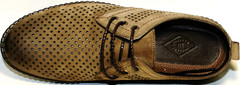 Туфли мужские кожаные, летние, дерби, бежевые Luciano Bellini с обильной перфорацией