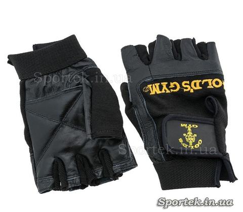 Шкіряні спортивні рукавички з відкритими пальцями GOLDS GYM BC-3609 розміри XS-XXL