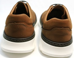 Кроссовки кожаные мужские летние Vitto Men Shoes 1830 Brown White