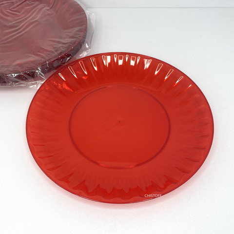 Тарелка 205мм стеклоподобная красная (10 шт.)