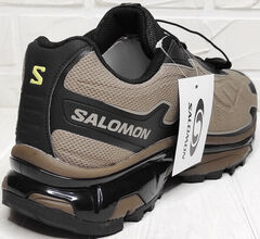 Демисезонные кроссовки мужские трекинговые Salomon XT-SLATE Advanced Beige Black.