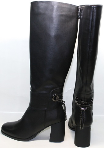 Чоботи жіночі зимові шкіряні європейки Richesse-R Black Leather 39 розмір