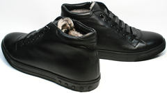 Кеды ботинки из натуральной кожи мужские зимние Ridge 6051 X-16Black