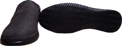 Черные слипоны с черной подошвой мужские летние Forex 2961 Black Nubuk.