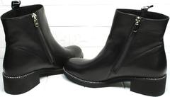 Ботильоны ботинки на широком каблуке Jina 6845 Leather Black.