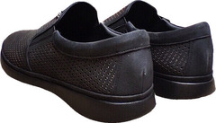Мужские кожаные слипоны туфли чёрные стиль casual Forex 2961 Black Nubuk.