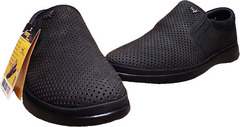 Мужские летние туфли слипоны кожаные casual стиль Forex 2961 Black Nubuk.