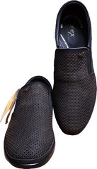 Летние мужские туфли слипоны натуральная кожа Forex 2961 Black Nubuk.