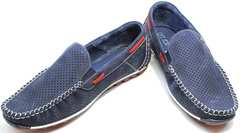 Стильные туфли мокасины летние мужские Faber 142213-7 Navy Blue.