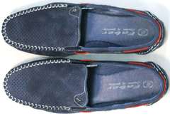 Летние мужские туфли мокасины мужские кожаные Faber 142213-7 Navy Blue.