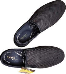 Кожаные туфли мужские летние Forex 2961 Black Nubuk.
