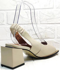 Летние женские босоножки на широком каблуке Brocoli H150-9137-2234 Cream.