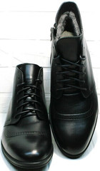 Зимние мужские ботинки на меху Ikoc 3640-1 Black Leather.