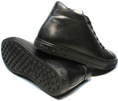 Зимние ботинки на толстой подошвемужские кожаные Ridge 6051 X-16Black