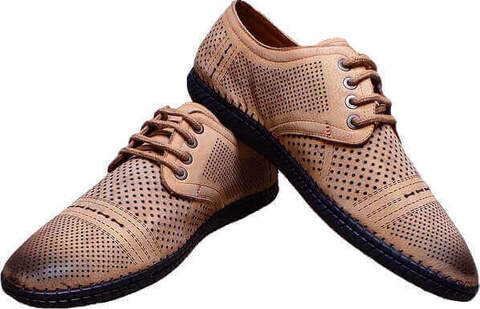 Мужские туфли мокасины на шнуровке Luciano Bellini S203 – Beige Nubuk.