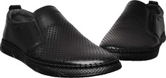 Кожаные туфли слипоны летние мужские Arsello 1822 Black Leather.