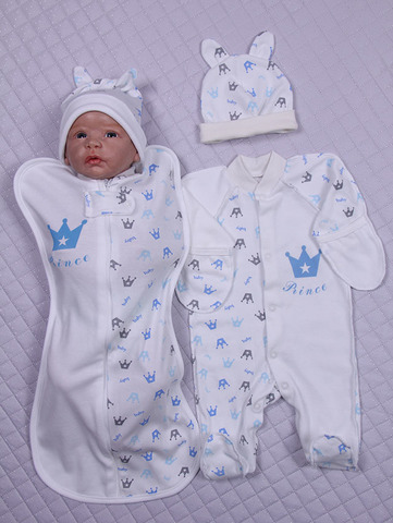 Набор одежды для новорожденного в роддом Корона голубой