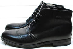 Черные кожаные мужские ботинки на толстой подошве Ikoc 3640-1 Black Leather.