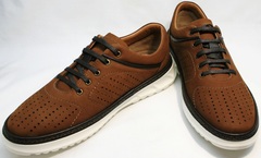 Мужские туфли спортивного стиля Vitto Men Shoes 1830 Brown White