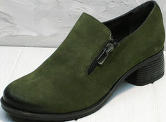 Осенние женские туфли на среднем каблуке 5 см Miss Rozella 503-08 Khaki.