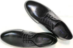 Классические черные туфли кожаные мужские Ikoc 3416-1 Black Leather.