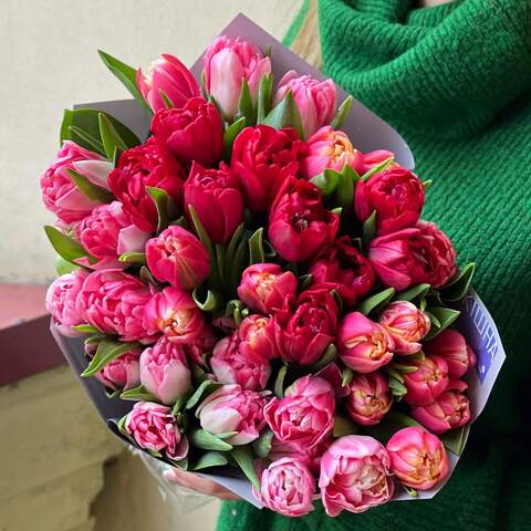 Bouquet of 39 tulips «Bright tulip», Flowers: Tulip pion-shaped